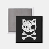  Pirate Cat Kitten Halloween Skull Cross Bo Magneet (Voorkant / Achterkant)