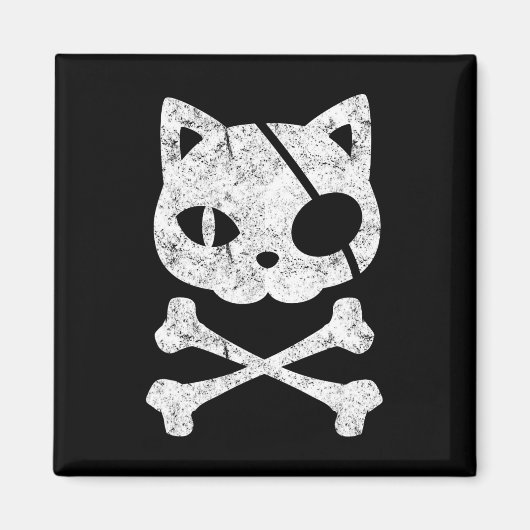  Pirate Cat Kitten Halloween Skull Cross Bo Magneet (Voorkant)