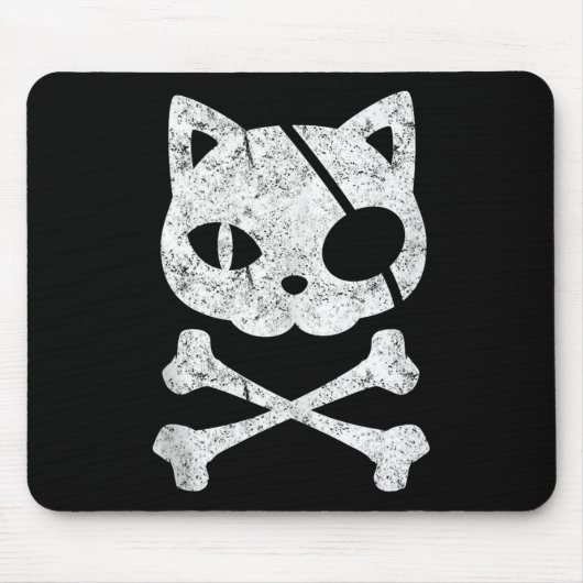  Pirate Cat Kitten Halloween Skull Cross Bo Muismat (Voorkant)