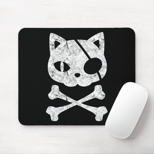  Pirate Cat Kitten Halloween Skull Cross Bo Muismat (Met muis)