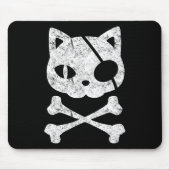  Pirate Cat Kitten Halloween Skull Cross Bo Muismat (Voorkant)