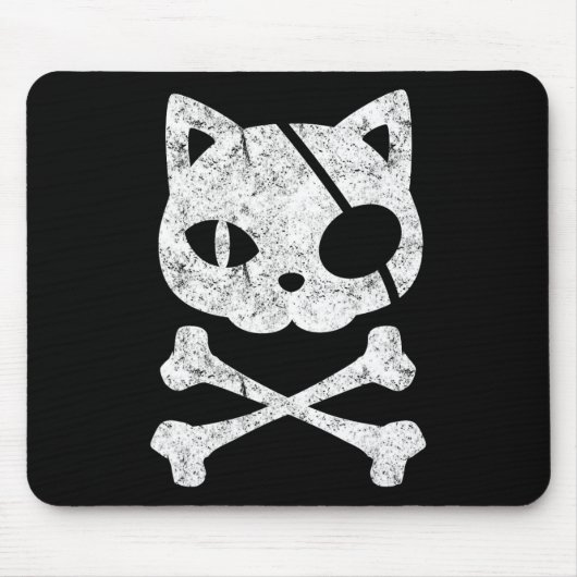  Pirate Cat Kitten Halloween Skull Cross Bo Muismat (Voorkant)
