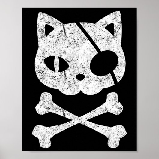  Pirate Cat Kitten Halloween Skull Cross Bo Poster (Voorkant)