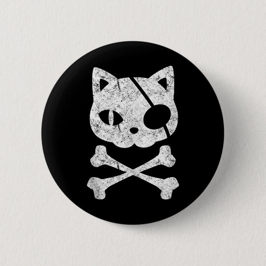 Pirate Cat Kitten Halloween Skull Cross Bo Ronde Button 5,7 Cm (Voorkant)