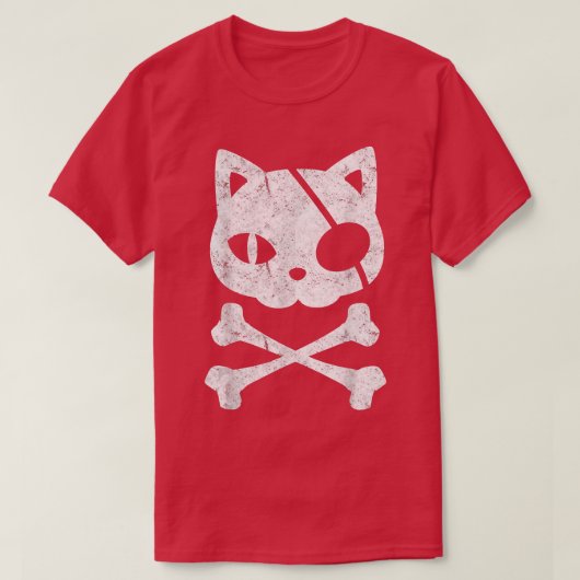  Pirate Cat Kitten Halloween Skull Cross Bo T-shirt (Design voorkant)