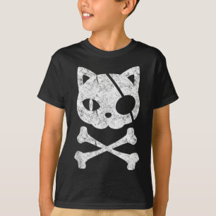 Pirate Cat Kitten Halloween Skull Cross Bo T-shirt
