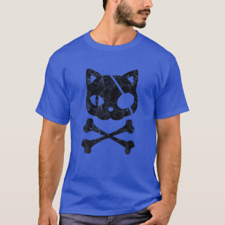 Pirate Cat Kitten Halloween Skull Cross Bo T-shirt