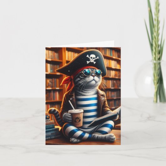 Pirate Cat Koffie leeg in alle gelegenheden Kaart (Voorkant)