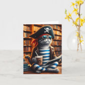 Pirate Cat Koffie leeg in alle gelegenheden Kaart (Gele Bloem)
