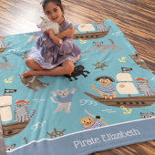 Pirate Cat Pattern for Boy and Girl Kinder Fleece Deken