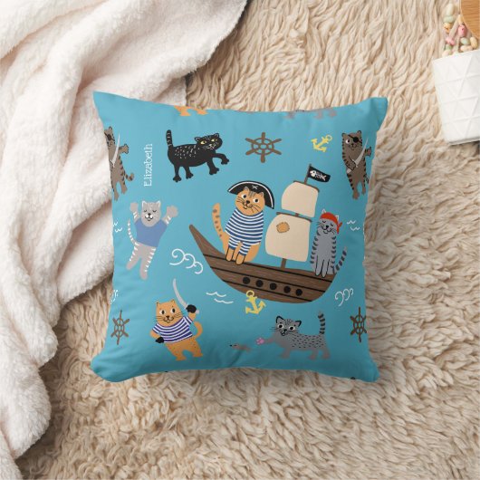 Pirate Cat Pattern for Boy and Girl Kinder Kussen (Deken)
