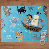 Pirate Cat Pattern for Boy and Girl Kinder Legpuzzel