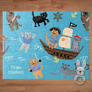 Pirate Cat Pattern for Boy and Girl Kinder Legpuzzel