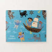 Pirate Cat Pattern for Boy and Girl Kinder Legpuzzel (Horizontaal)