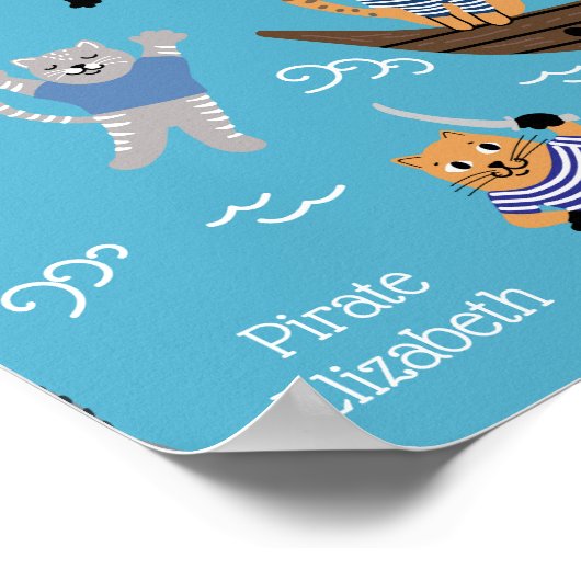 Pirate Cat Pattern for Boy and Girl Kinder Poster (Hoek)