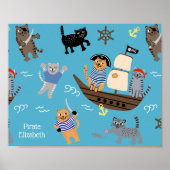 Pirate Cat Pattern for Boy and Girl Kinder Poster (Voorkant)