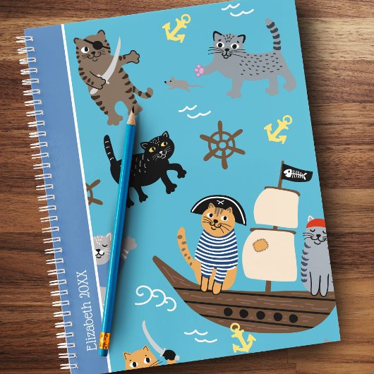 Pirate Cat Pattern for Boy and Girl Kinder School Notitieboek