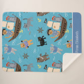 Pirate Cat Pattern for Boy and Girl Kinder Sherpa Deken (Voorkant (horizontaal))