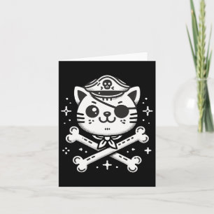 Pirate Cat Pirate Crew Verjaardagsfeest Matching Kaart