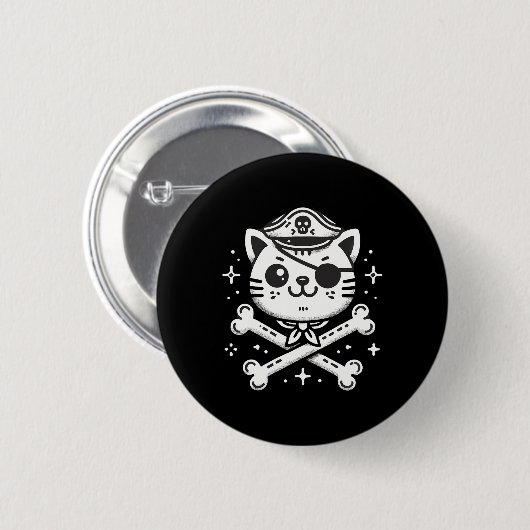 Pirate Cat Pirate Crew Verjaardagsfeest Matching Ronde Button 5,7 Cm (Voorkant /achterkant)