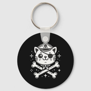 Pirate Cat Pirate Crew Verjaardagsfeest Matching Sleutelhanger