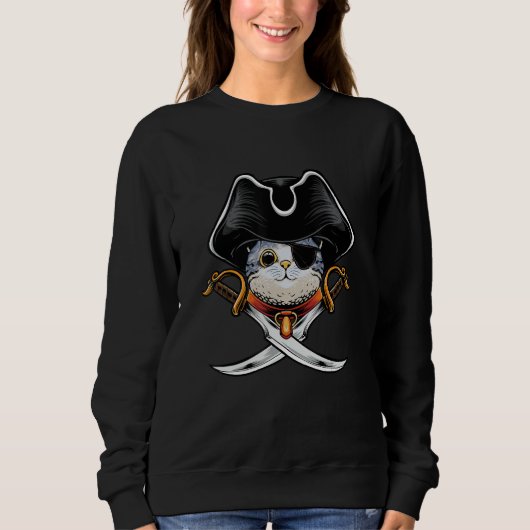 Pirate Cat Pirate   Jolly Roger Cat Kitten Trui (Voorkant)