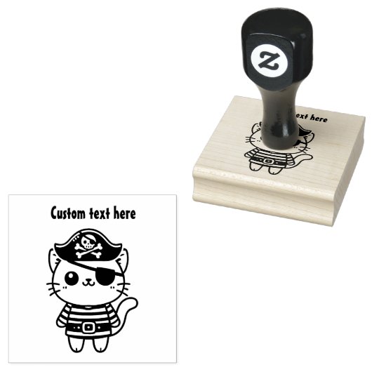 Pirate Cat Rubberstempel (Gestempeld)