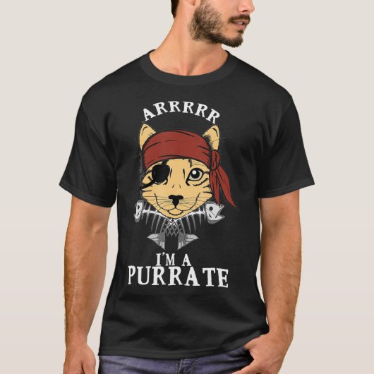 Pirate Cat Shirt Arrr Purrate Kat Oogpleisters Fis (Voorkant)