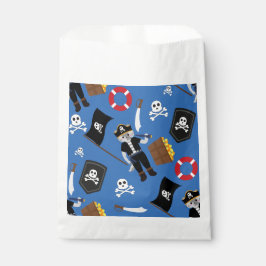 Pirate Cat Skull Crossbones Blauw Bedankzakje