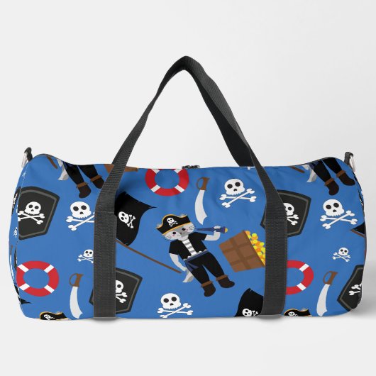 Pirate Cat Skull Crossbones Blauw Plunjezak (Voorkant)