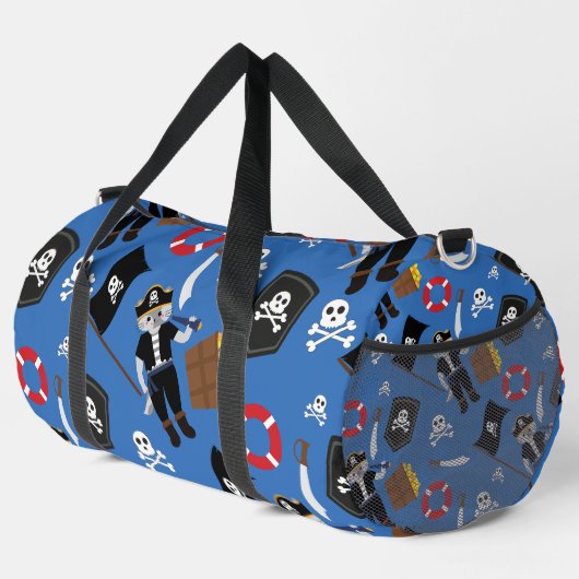 Pirate Cat Skull Crossbones Blauw Plunjezak (Rechterhoek)