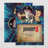 Pirate Cat verjaardagsuitnodiging Kaart (Voorkant / Achterkant)