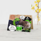 PIRATE CATS AND GREEN BEER PINTS, St. Patrick's Da Kaart (Gele Bloem)