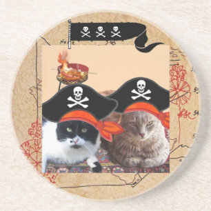 PIRATE CATS, BEHANDELING KAARTEN Praat als een Pir Zandsteen Onderzetter