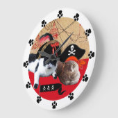 PIRATE CATS EN ANTIEK PIRATE BEHANDELINGSKAARTEN GROTE KLOK (Hoek)