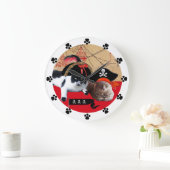 PIRATE CATS EN ANTIEK PIRATE BEHANDELINGSKAARTEN GROTE KLOK (Huis)