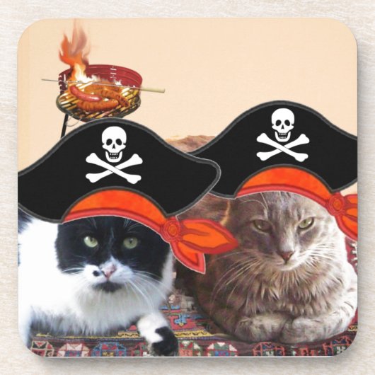PIRATE CATS, spreek als een Pirate Dag Drankjes Onderzetter (Voorkant)