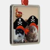 PIRATE CATS, spreek als een Pirate Dag Metalen Ornament (Rechts)