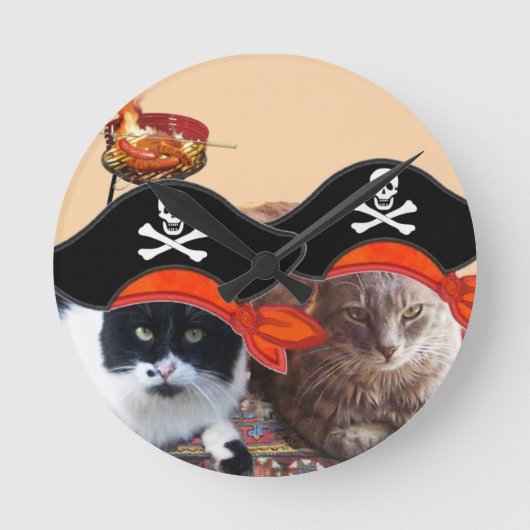 PIRATE CATS, spreek als een Pirate Dag Ronde Klok (Voorkant)