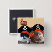 PIRATE CATS, spreek als een Pirate Dag Vierkante Button 5,1 Cm (Voorkant /achterkant)