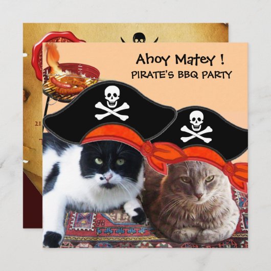 PIRATE CATS, spreek als een Pirate Day Bbq Partij Kaart (Voorkant / Achterkant)