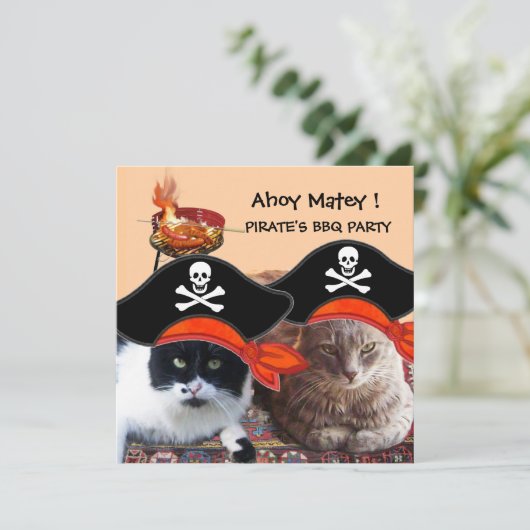 PIRATE CATS, spreek als een Pirate Day Bbq Partij Kaart (Staand voorkant)
