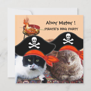 PIRATE CATS, spreek als een Pirate Day Bbq Partij Kaart