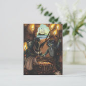 Pirate Cats Treasure Island Cave Fantasy Art Card Briefkaart (Staand voorkant)