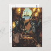 Pirate Cats Treasure Island Cave Fantasy Art Card Briefkaart (Voorkant / Achterkant)