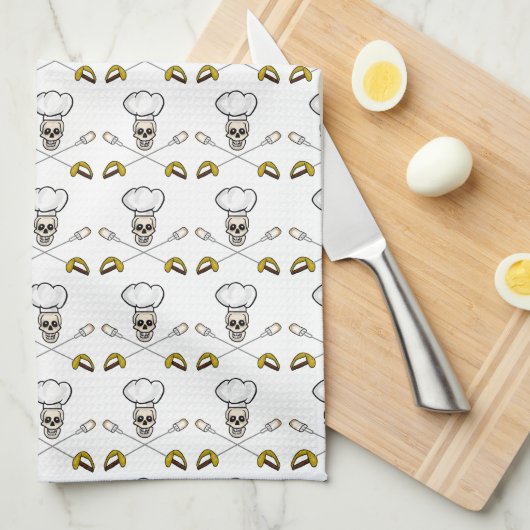 Pirate Chef Crossed Marshmallow Forks Towel Theedoek (Quarter Fold)