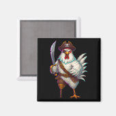 Pirate Chicken Grappig Halloween Kostuum Voor Mann Magneet (Voorkant / Achterkant)