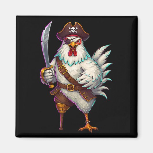 Pirate Chicken Grappig Halloween Kostuum Voor Mann Magneet (Voorkant)