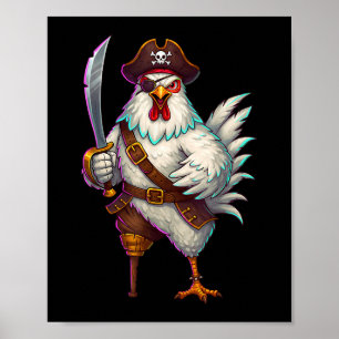 Pirate Chicken Grappig Halloween Kostuum Voor Mann Poster