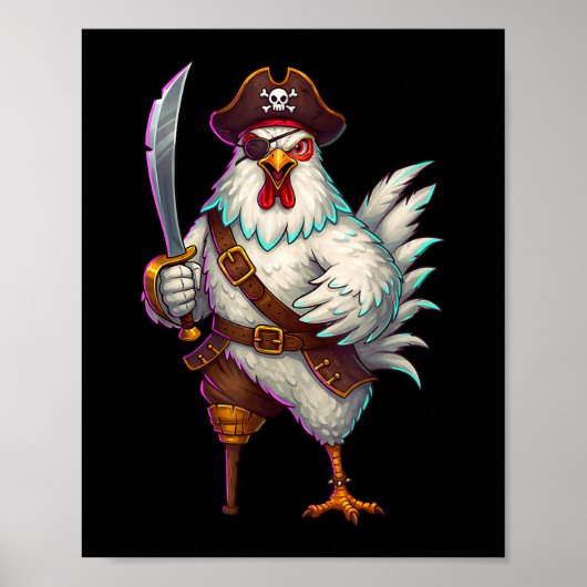 Pirate Chicken Grappig Halloween Kostuum Voor Mann Poster (Voorkant)